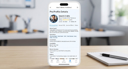 Pro profile details mockup